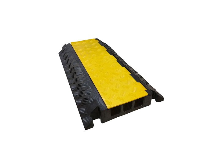 3-Channel Rubber Cable Protection Ramp
